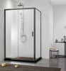 душевая дверь aquatek 100 aq ari ra 10020bl профиль черный, стекло прозрачное