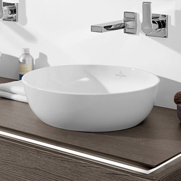 раковина villeroy & boch artis 417943rw накладная, ø43 см, stone white (белый матовый) с покрытием ceramicplus
