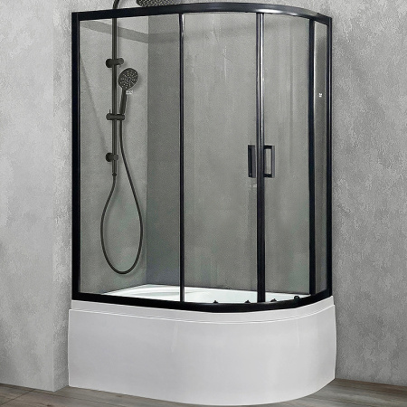 Душевой уголок Royal Bath ВК 120×80 RB8120BK-T-BL-L профиль черный, стекло прозрачное