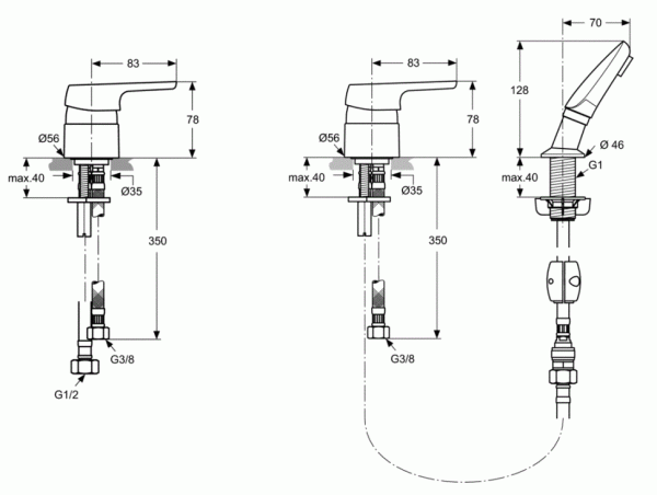 смеситель ideal standard cerasprint a5727aa для парикмахерской мойки цвет хром