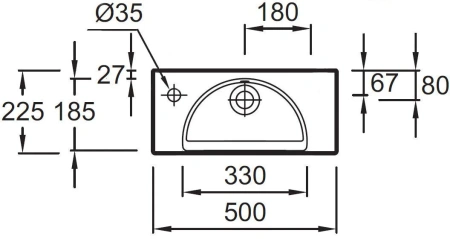 раковина накладная jacob delafon odeon rive gauche 50 l ego112-55-00, белая