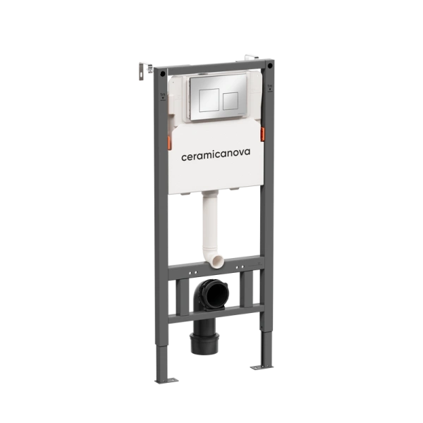 комплект унитаза с инсталляцией ceramica nova new day cn3009_121002ch белый, с крышкой микролифт и кнопкой хром