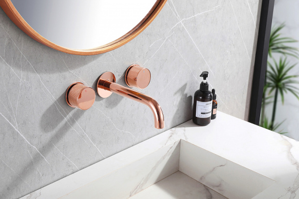 смеситель для раковины abber wasser kreis af81122rg, цвет розовое золото