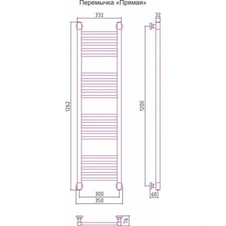 полотенцесушитель водяной 1200x300 черный матовый сунержа богема+ 31-0220-1230