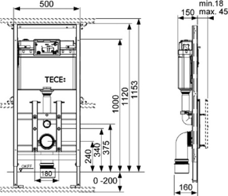 инсталяции в туалет tece tecelux 9600100