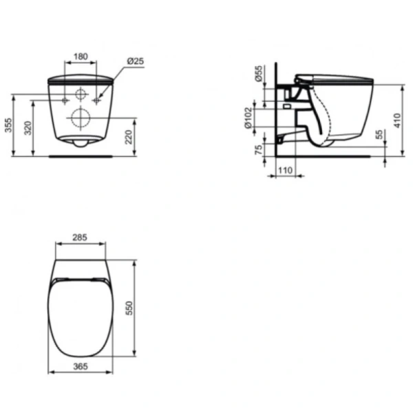 унитаз подвесной ideal standard dea aquablade® t348701