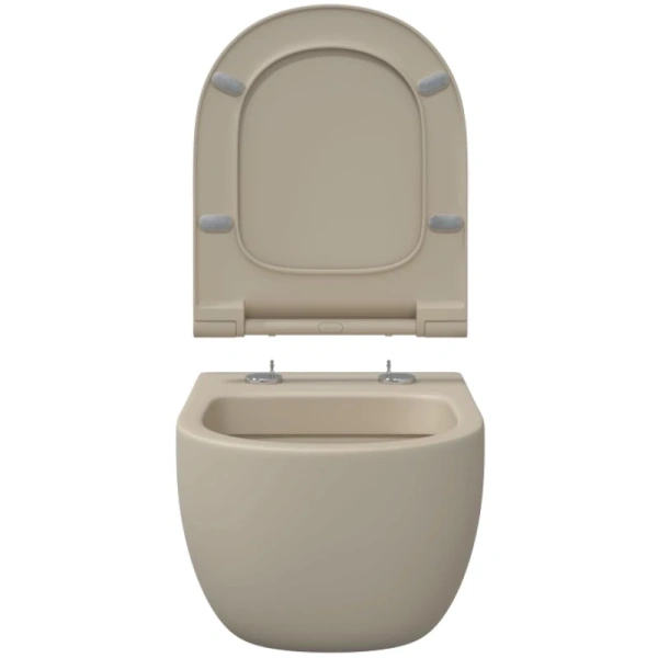 унитаз подвесной berges ego xl 082728 безободковый, с сиденьем микролифт, жасмин матовый