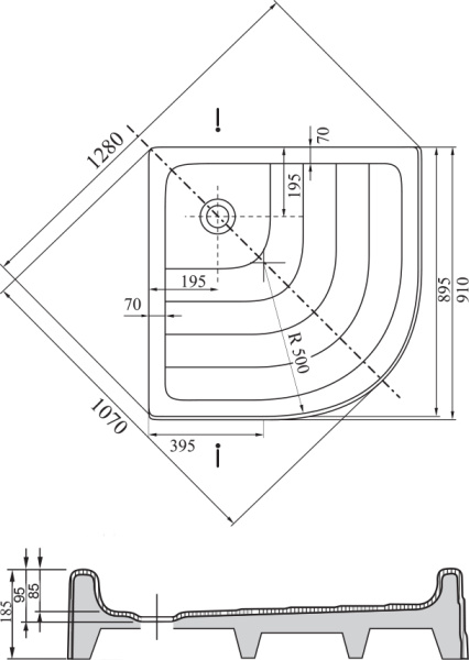 душевой поддон ravak kaskada/ronda-90×90 pu a207001120 белый
