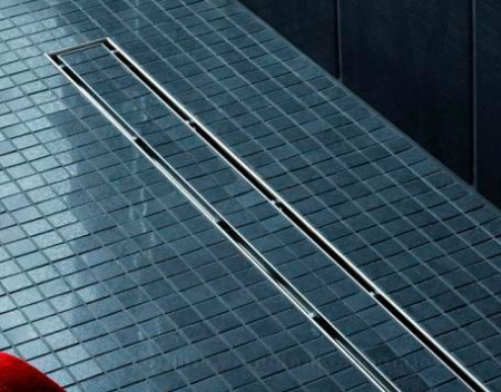 душевой лоток tece linus 80 см 15103089 2 в 1 с основой для плитки tile и steel с мембраной, хром матовый
