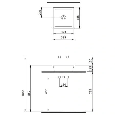 раковина 38,5x38,5 см berges ego sl 181010