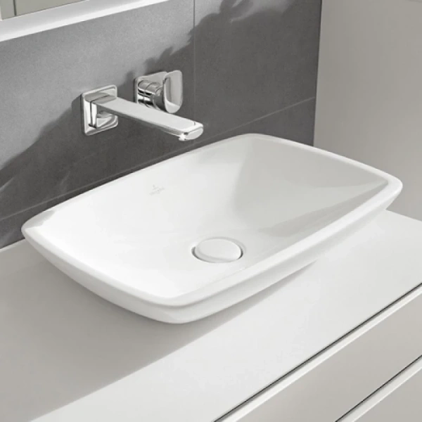 раковина villeroy & boch loop & friends 515400r1 накладная, 58.5x38 см, альпийский белый с покрытием ceramicplus