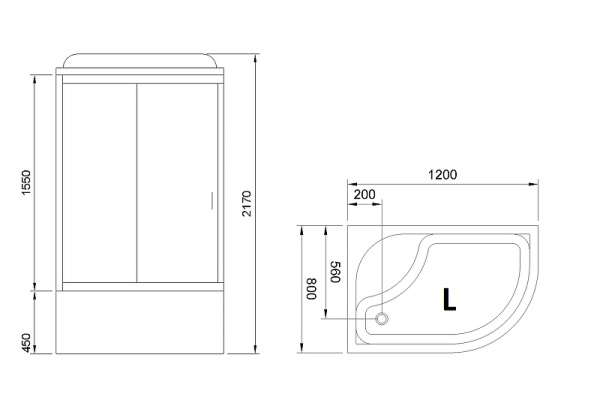 душевая кабина royal bath bk 120x80 rb8120bk5-wt-l без гидромассажа