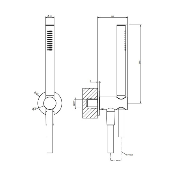 душевой гарнитур gessi anello 63329#707, цвет: black metal brushed pvd