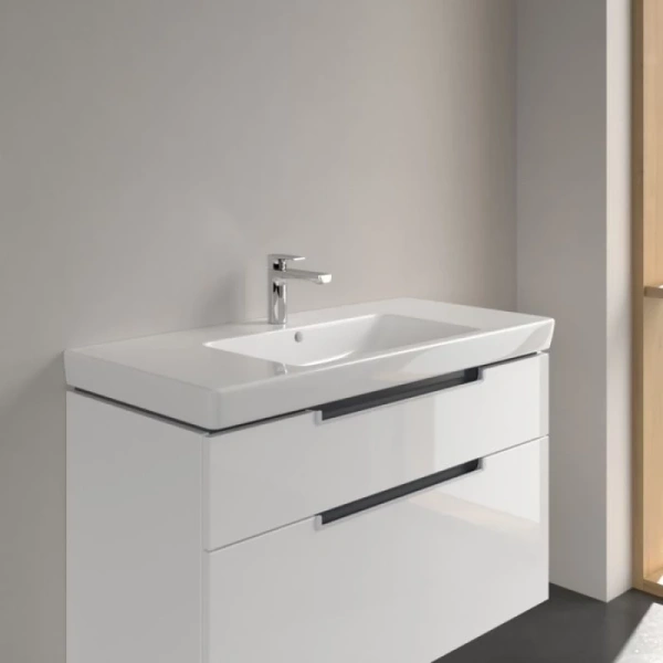 раковина villeroy & boch subway 2.0 7175a0r1 подвесная, с переливом, нешлифованный, 100x47 см, альпийский белый ceramicplus 