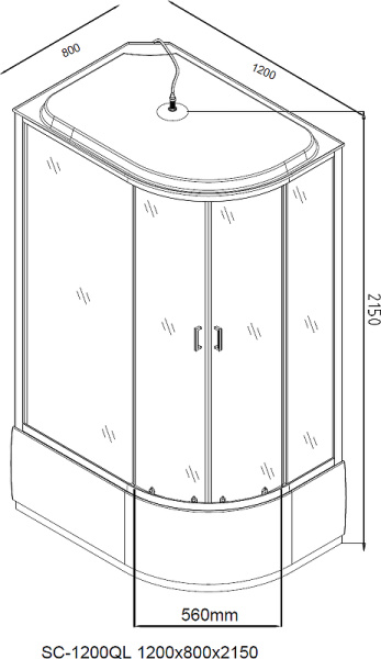 душевой поддон с куполом для кабины aquanet sc-1200q-l №3/3 243410 белый