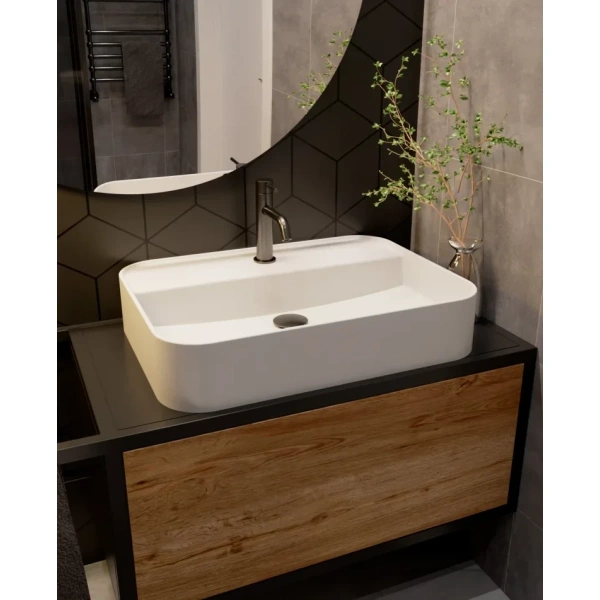 смеситель для раковины aquame siena aqm6210gm без донного клапана, оружейная сталь