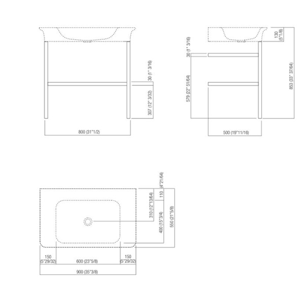 agape agape novecento xl раковина на стальной базе 90x55x13 см, без отв., напольная, цвет: матовый белый/темный серый
