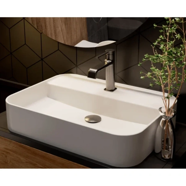 смеситель для раковины aquame asti aqm6410gm без донного клапана, оружейная сталь