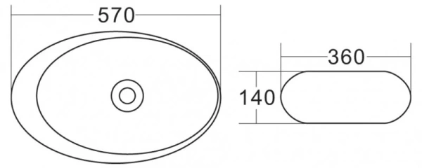 раковина накладная belbagno 57 см, bb1396, белая