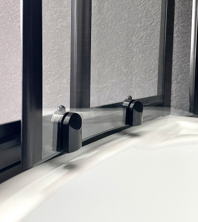 душевой уголок royal bath вк 120×80 rb8120bk-t-bl-l профиль черный, стекло прозрачное