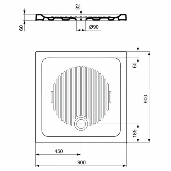 душевой поддон 90×90 см ideal standard t266201 connect