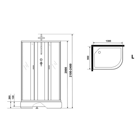 душевая кабина niagara classic 130х90 l ng-33394-14lbkt без гидромассажа