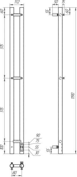 полотенцесушитель point деметра п3 pn12812w электрический, 8x120 см, белый