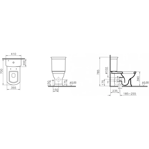 унитаз напольный vitra serenada 9722b003-7205 с микролифтом и функцией биде
