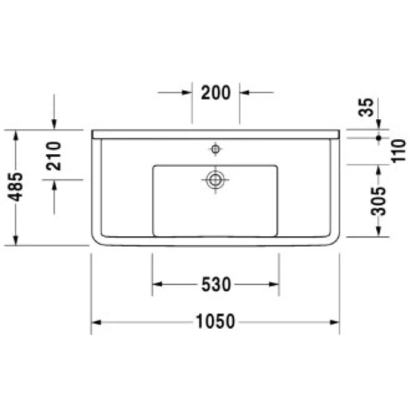 раковина накладная/полувстраиваемая 105 см duravit starck 3 0304100000