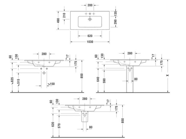 раковина полувстраиваемая 103 см duravit me by starc 2336100060