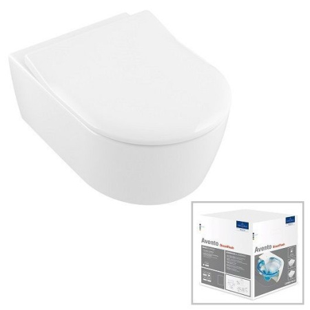 унитаз villeroy&boch avento 5656rs01 подвесной, с сиденьем микролифт, тонкое, белый