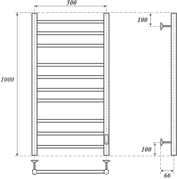 полотенцесушитель point аврора pn10850b электрический, 50x100 см, черный