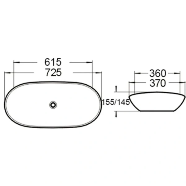 раковина santiline sl-1025b накладная, 72.5x37 см, черный матовый