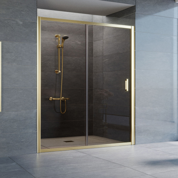 дверь для душевой кабины в нишу vegas glass zp 160 09 05 профиль золото, стекло, стекло бронза