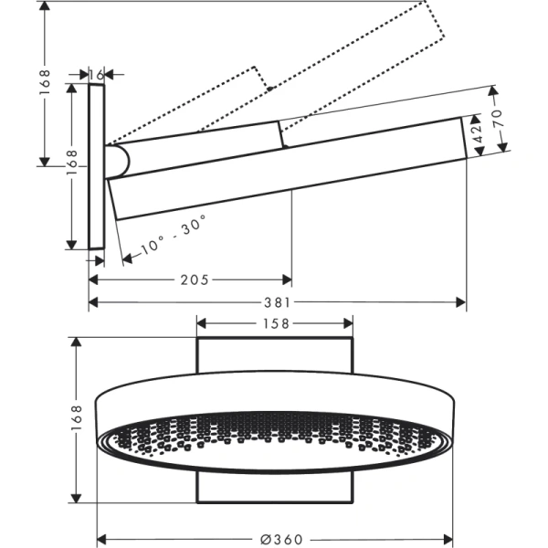верхний душ hansgrohe rainfinity 360 1jet 26230700