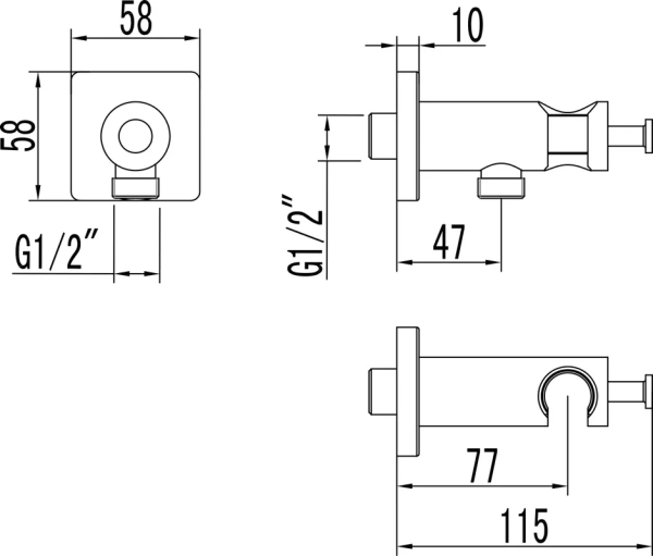 шланговое подключение lemark lm3785bl, с держателем для душа, черное