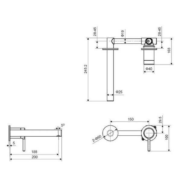 смеситель для раковины excellent pi arex.1214gl (золото)
