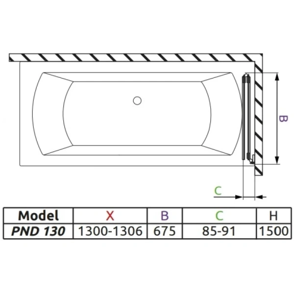 шторка для ванны radaway carena pnd 130 r прозрачное