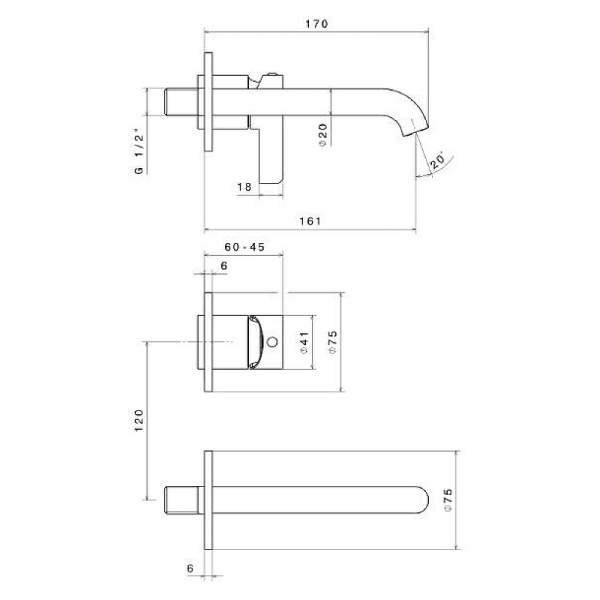 смеситель для раковины kerama marazzi linea 71028ekm.21.018 хром