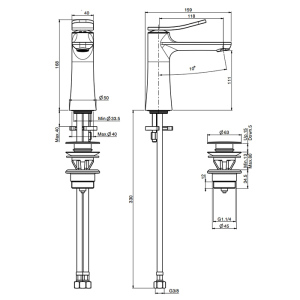 смеситель fima carlo frattini flo f3801or.es на раковину., золото