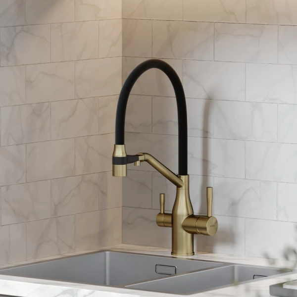 смеситель для кухни sancos orta sc4008bg золото брашированное черный