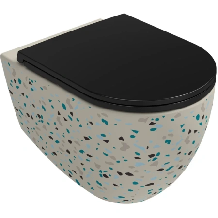 Унитаз подвесной Isvea Infinity Terrazzo 10NF02001SV-2K-TRZ безободковый, слоновая кость матовый