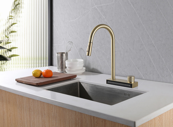 смеситель для кухни abber wasser kreis af8114g, цвет золото