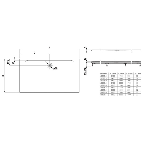 душевой поддон laufen pro 140×80см., ультратонкий, прямоугольный, marbond®, цвет: белый матовый