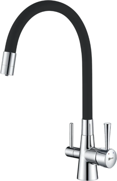 смеситель для кухни lemark comfort lm3075c086 с гибким изливом, хром, черный, с фильтром optima
