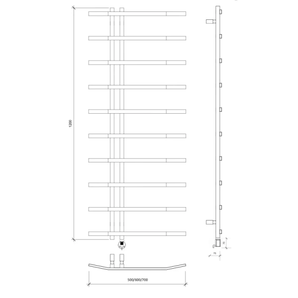 полотенцесушитель электрический 1270x600 тэн правый secado милето 4673739253601