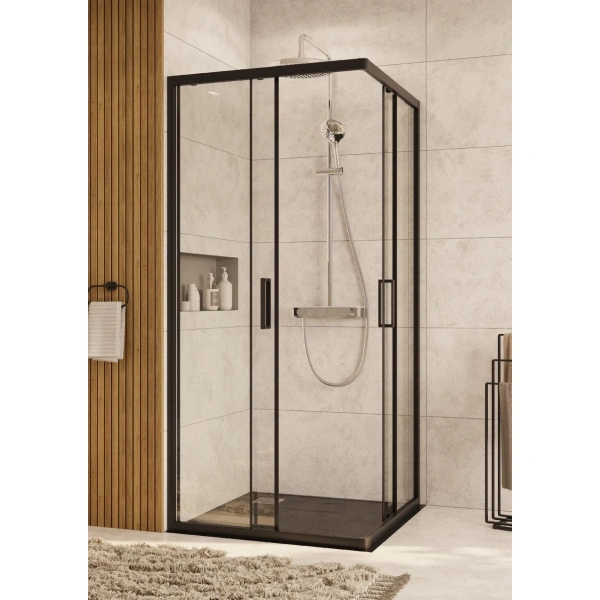 Душевой уголок Roca Leon ZRU9307671 89x89 см, профиль черный матовый, стекло прозрачное