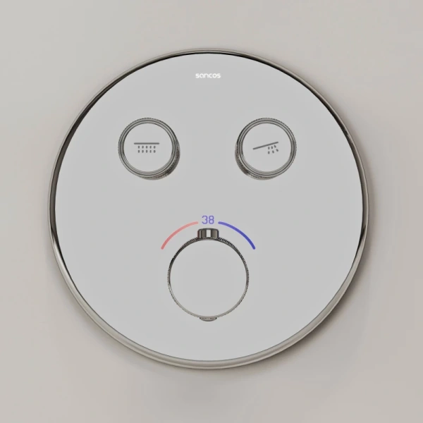 душевой комплект sancos space sc3006ch 320 мм, с термостатом, хром