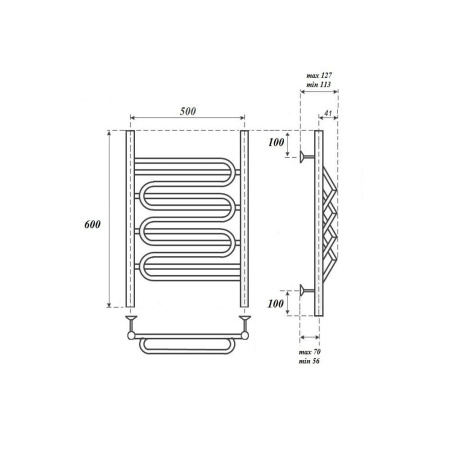 полотенцесушитель point юпитер п5 pn01156s водяной, 50x60 см, хром