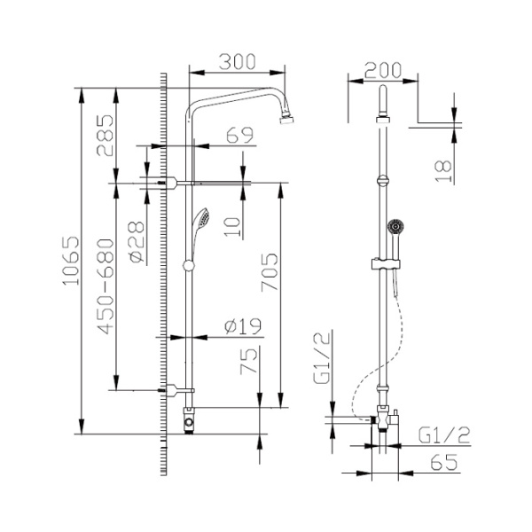 душевая стойка bravat fit d283cp-2a-rus